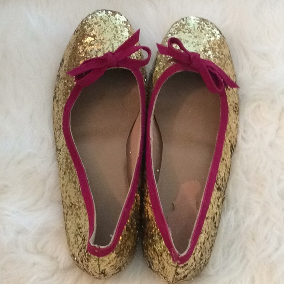 Boho GOLD Sparkly Festive Flats w/Velvet Trim 37 7